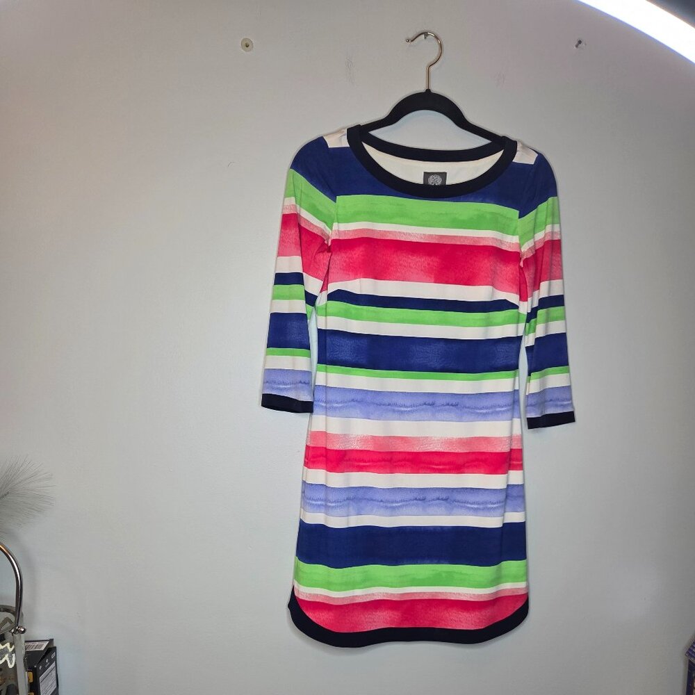 Vince Calmuto Multicolor Striped Dress, 3/4 Neckline & Boat Neckline, Sz 4